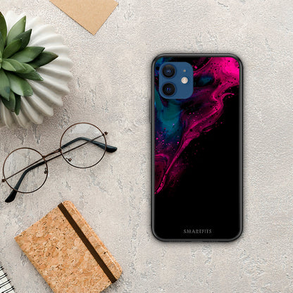 Watercolor Pink Black - iPhone 12 Pro θήκη