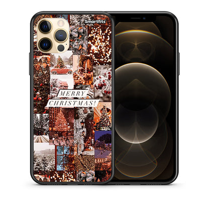 Θήκη iPhone 12 Pro Max Xmas Collage από τη Smartfits με σχέδιο στο πίσω μέρος και μαύρο περίβλημα | iPhone 12 Pro Max Xmas Collage case with colorful back and black bezels