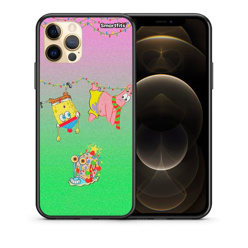 Θήκη iPhone 12 Pro Max Xmas Lights από τη Smartfits με σχέδιο στο πίσω μέρος και μαύρο περίβλημα | iPhone 12 Pro Max Xmas Lights case with colorful back and black bezels