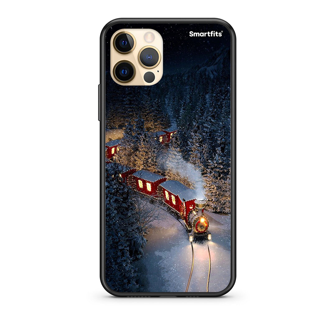iPhone 12 Pro Max Xmas Train θήκη από τη Smartfits με σχέδιο στο πίσω μέρος και μαύρο περίβλημα | Smartphone case with colorful back and black bezels by Smartfits