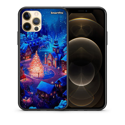 Θήκη iPhone 12 Pro Max Xmas Village από τη Smartfits με σχέδιο στο πίσω μέρος και μαύρο περίβλημα | iPhone 12 Pro Max Xmas Village case with colorful back and black bezels