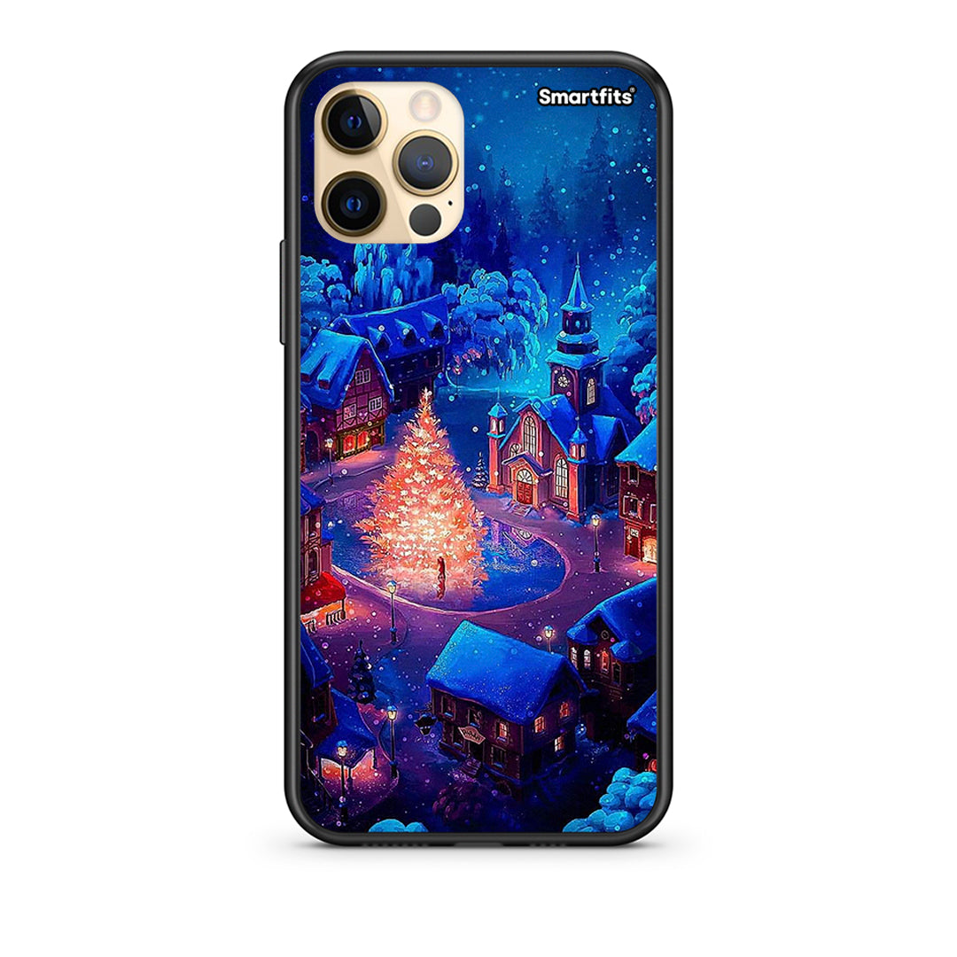 iPhone 12 Pro Max Xmas Village θήκη από τη Smartfits με σχέδιο στο πίσω μέρος και μαύρο περίβλημα | Smartphone case with colorful back and black bezels by Smartfits