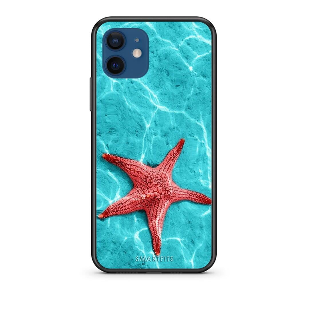 Θήκη iPhone 12 Red Starfish από τη Smartfits με σχέδιο στο πίσω μέρος και μαύρο περίβλημα | iPhone 12 Red Starfish case with colorful back and black bezels