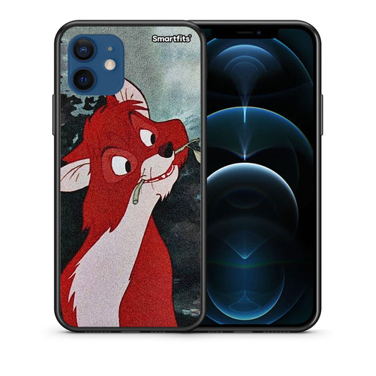 Θήκη iPhone 12 Tod And Vixey Love 1 από τη Smartfits με σχέδιο στο πίσω μέρος και μαύρο περίβλημα | iPhone 12 Tod And Vixey Love 1 case with colorful back and black bezels