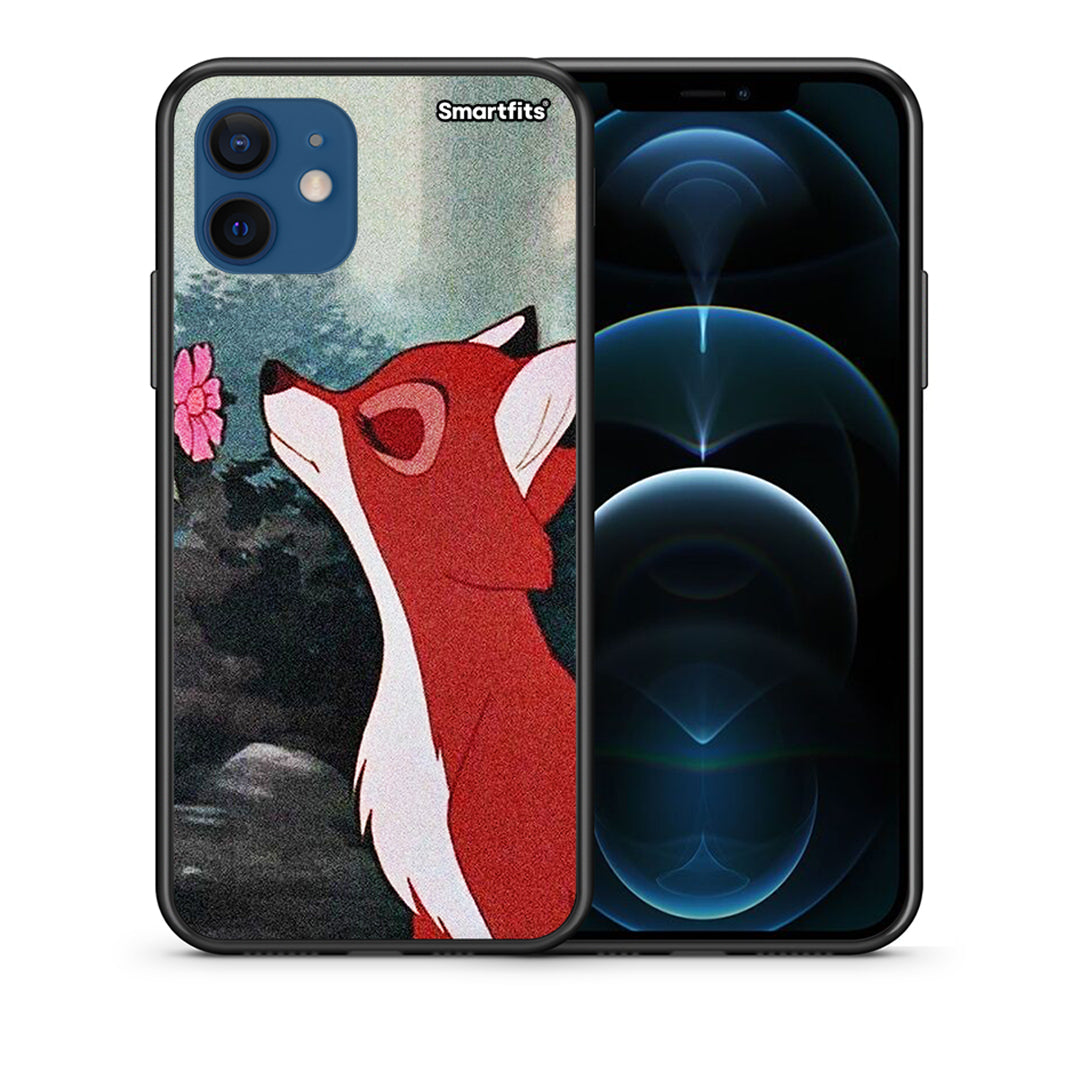 Θήκη iPhone 12 Tod And Vixey Love 2 από τη Smartfits με σχέδιο στο πίσω μέρος και μαύρο περίβλημα | iPhone 12 Tod And Vixey Love 2 case with colorful back and black bezels
