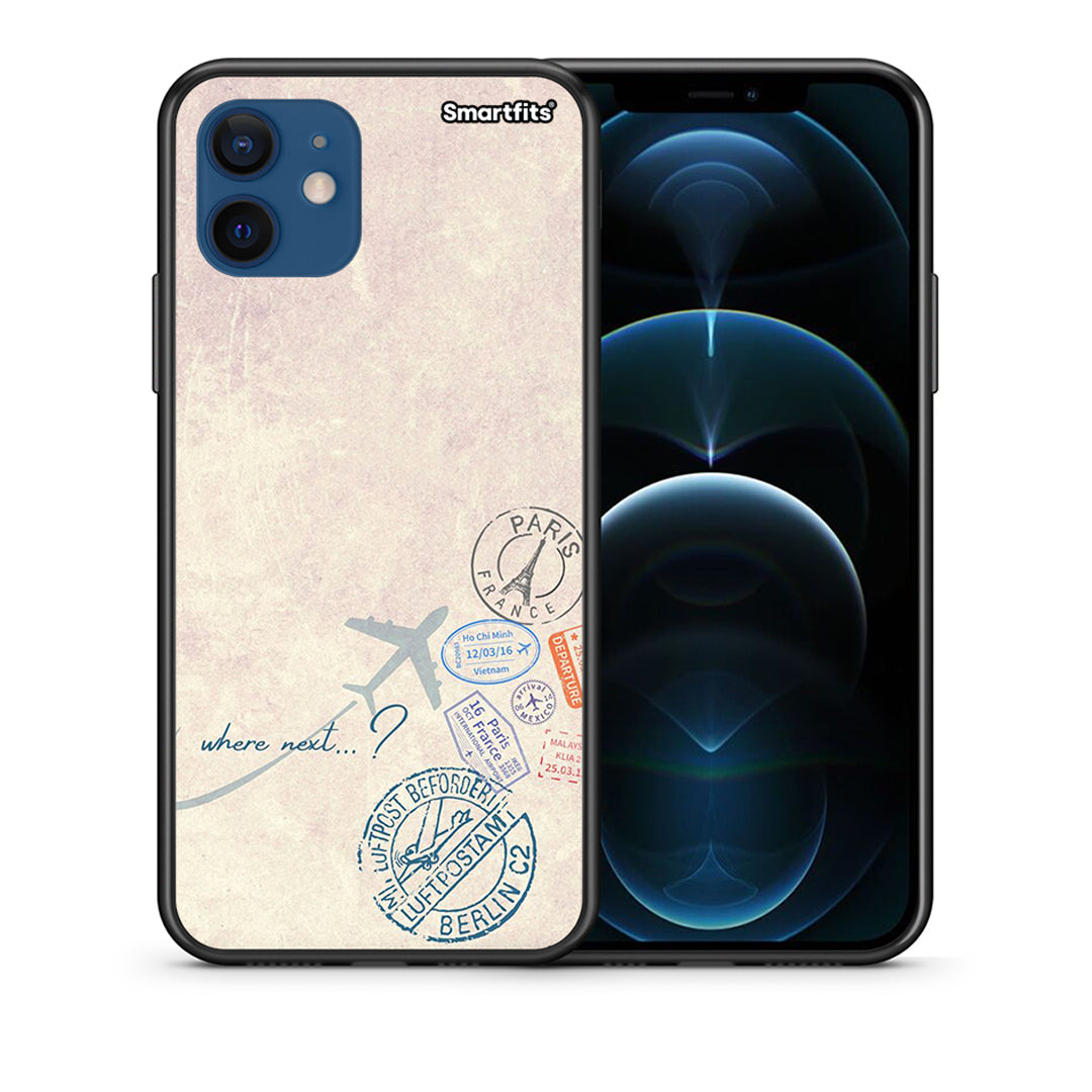 Θήκη iPhone 12 Pro Where Next από τη Smartfits με σχέδιο στο πίσω μέρος και μαύρο περίβλημα | iPhone 12 Pro Where Next case with colorful back and black bezels
