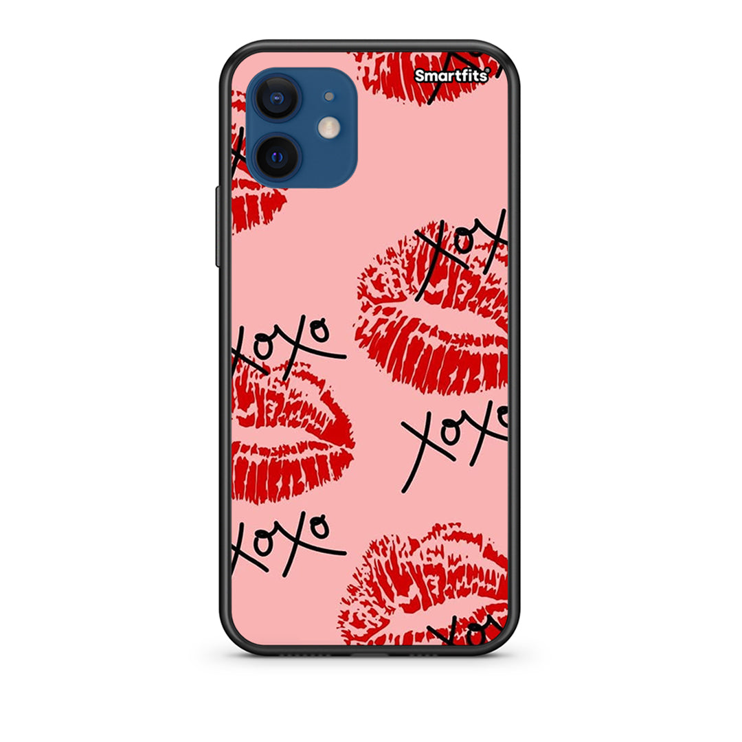 Θήκη iPhone 12 XOXO Lips από τη Smartfits με σχέδιο στο πίσω μέρος και μαύρο περίβλημα | iPhone 12 XOXO Lips case with colorful back and black bezels