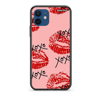 Thumbnail for Θήκη iPhone 12 XOXO Lips από τη Smartfits με σχέδιο στο πίσω μέρος και μαύρο περίβλημα | iPhone 12 XOXO Lips case with colorful back and black bezels