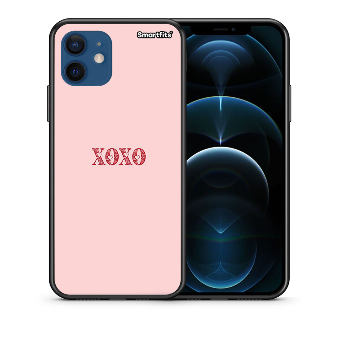 Θήκη iPhone 12 XOXO Love από τη Smartfits με σχέδιο στο πίσω μέρος και μαύρο περίβλημα | iPhone 12 XOXO Love case with colorful back and black bezels