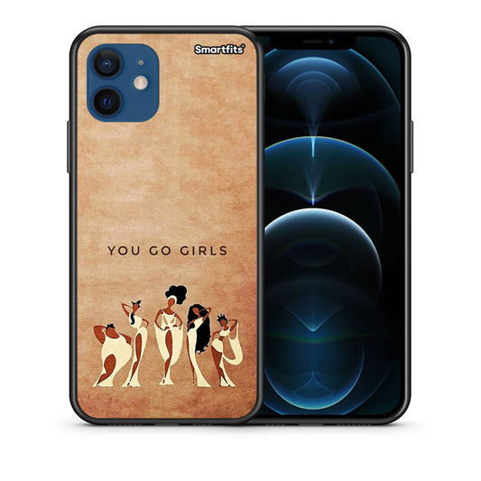 Θήκη iPhone 12 Pro You Go Girl από τη Smartfits με σχέδιο στο πίσω μέρος και μαύρο περίβλημα | iPhone 12 Pro You Go Girl case with colorful back and black bezels