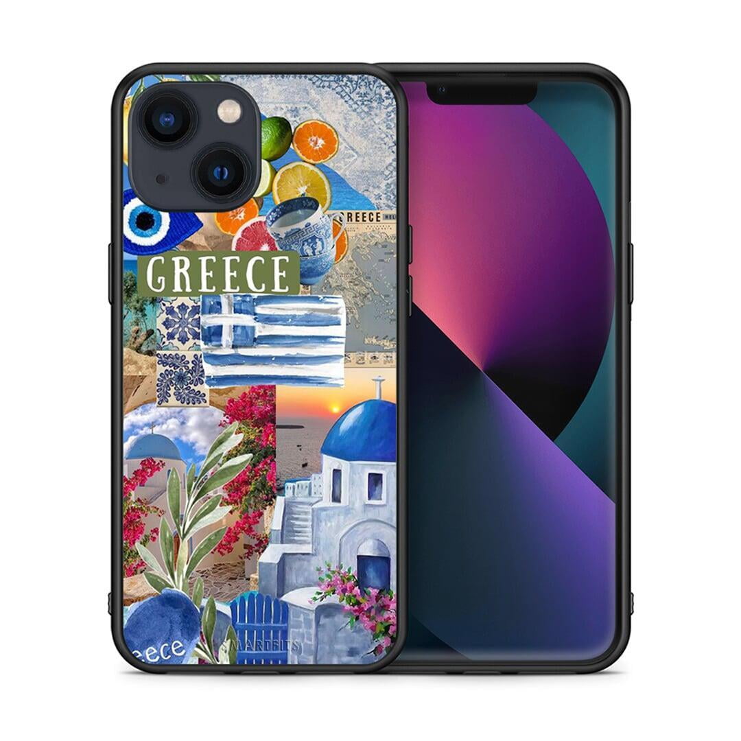 Θήκη iPhone 13 Mini All Greek από τη Smartfits με σχέδιο στο πίσω μέρος και μαύρο περίβλημα | iPhone 13 Mini All Greek case with colorful back and black bezels
