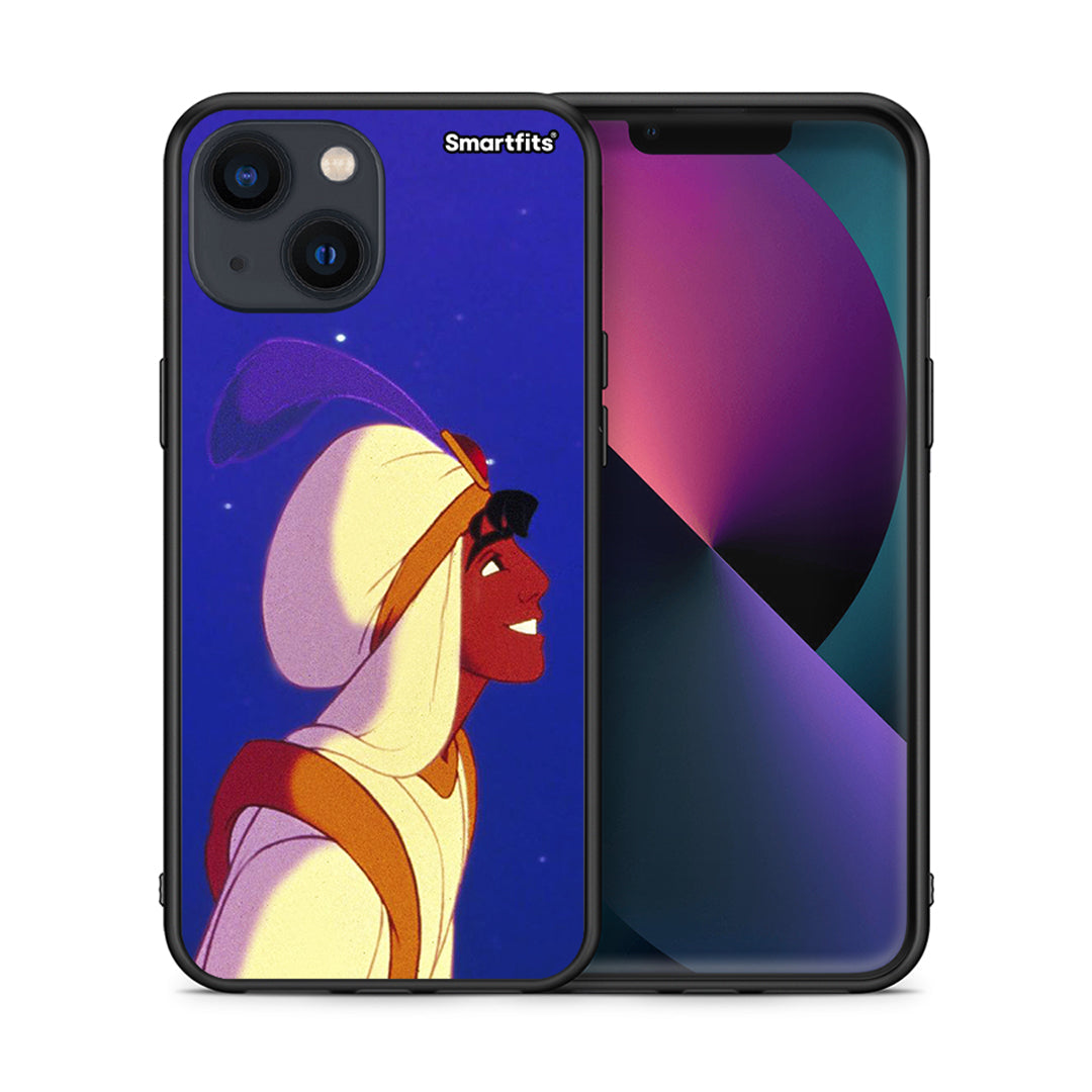 Θήκη iPhone 13 Mini Alladin And Jasmine Love 1 από τη Smartfits με σχέδιο στο πίσω μέρος και μαύρο περίβλημα | iPhone 13 Mini Alladin And Jasmine Love 1 case with colorful back and black bezels