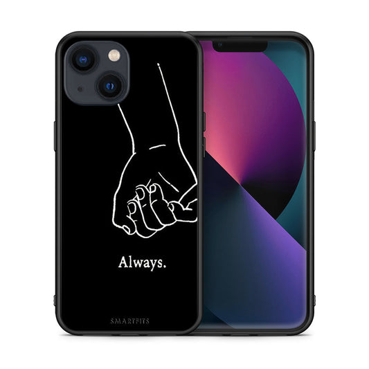 Θήκη Αγίου Βαλεντίνου iPhone 13 Always & Forever 1 από τη Smartfits με σχέδιο στο πίσω μέρος και μαύρο περίβλημα | iPhone 13 Always & Forever 1 case with colorful back and black bezels