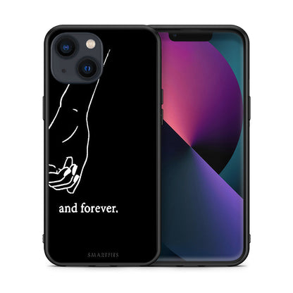 Θήκη Αγίου Βαλεντίνου iPhone 13 Mini Always & Forever 2 από τη Smartfits με σχέδιο στο πίσω μέρος και μαύρο περίβλημα | iPhone 13 Mini Always & Forever 2 case with colorful back and black bezels