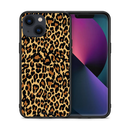 Θήκη iPhone 13 Leopard Animal από τη Smartfits με σχέδιο στο πίσω μέρος και μαύρο περίβλημα | iPhone 13 Leopard Animal case with colorful back and black bezels