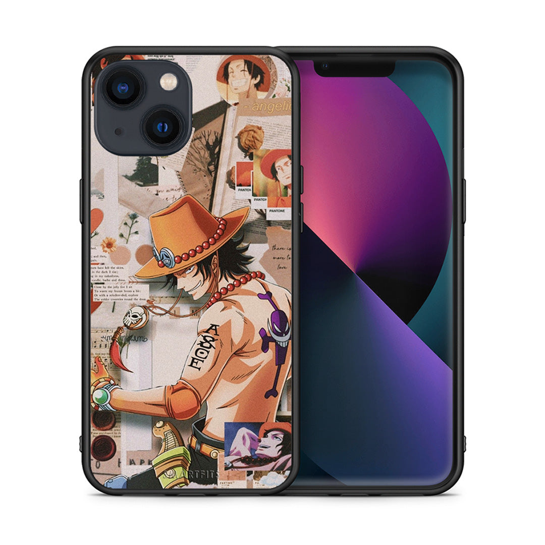 Θήκη iPhone 13 Mini Anime Collage από τη Smartfits με σχέδιο στο πίσω μέρος και μαύρο περίβλημα | iPhone 13 Mini Anime Collage case with colorful back and black bezels