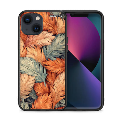 Θήκη iPhone 13 Mini Autumn Leaves από τη Smartfits με σχέδιο στο πίσω μέρος και μαύρο περίβλημα | iPhone 13 Mini Autumn Leaves case with colorful back and black bezels