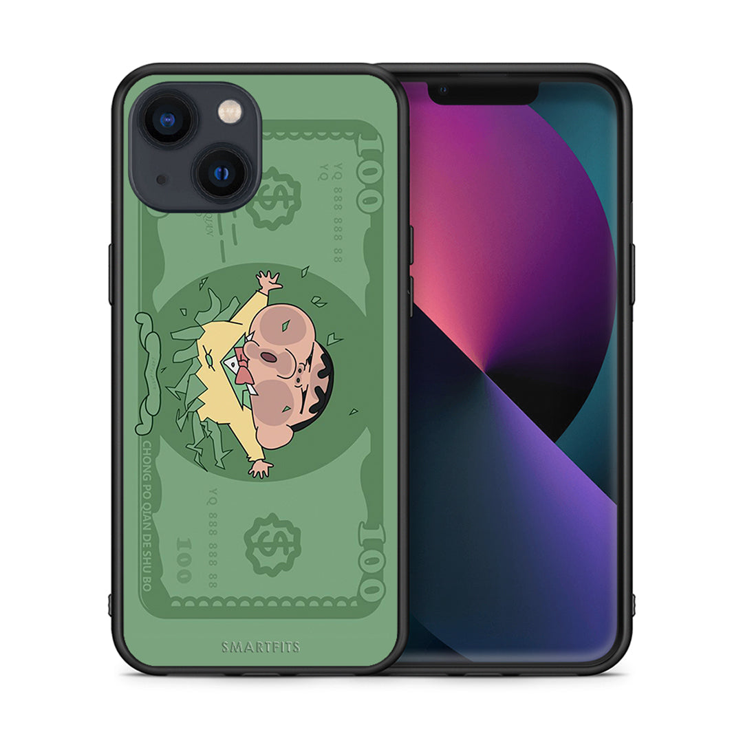 Θήκη Αγίου Βαλεντίνου iPhone 13 Big Money από τη Smartfits με σχέδιο στο πίσω μέρος και μαύρο περίβλημα | iPhone 13 Big Money case with colorful back and black bezels