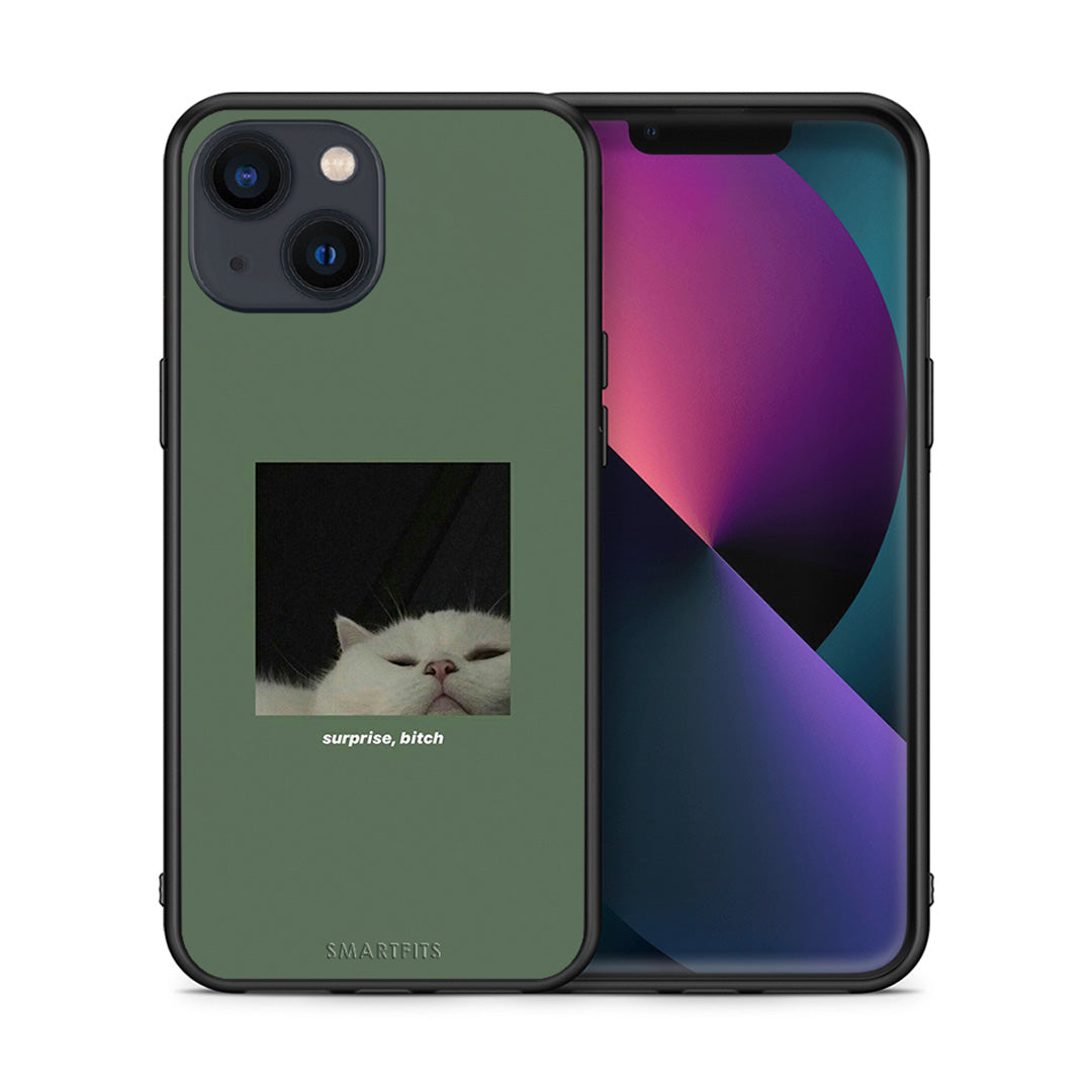 Θήκη iPhone 13 Bitch Surprise από τη Smartfits με σχέδιο στο πίσω μέρος και μαύρο περίβλημα | iPhone 13 Bitch Surprise case with colorful back and black bezels