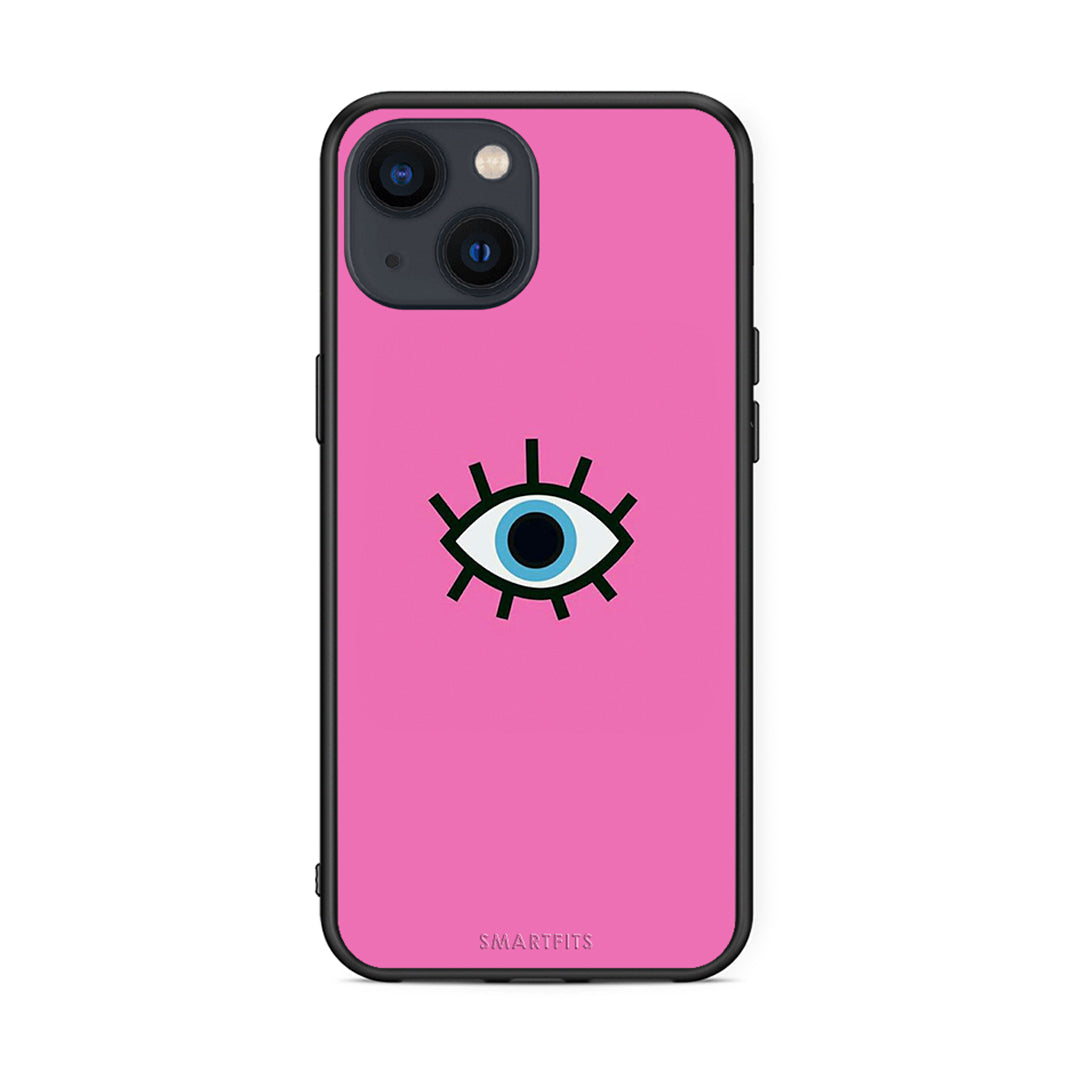 iPhone 13 Mini Blue Eye Pink θήκη από τη Smartfits με σχέδιο στο πίσω μέρος και μαύρο περίβλημα | Smartphone case with colorful back and black bezels by Smartfits