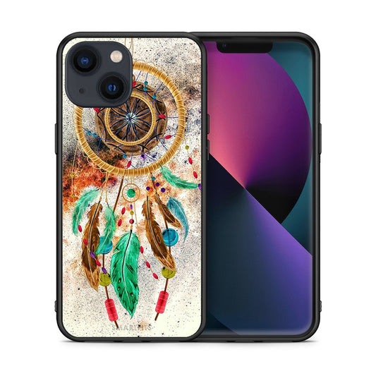 Θήκη iPhone 13 DreamCatcher Boho από τη Smartfits με σχέδιο στο πίσω μέρος και μαύρο περίβλημα | iPhone 13 DreamCatcher Boho case with colorful back and black bezels