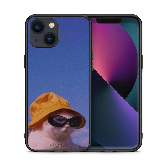 Θήκη iPhone 13 Cat Diva από τη Smartfits με σχέδιο στο πίσω μέρος και μαύρο περίβλημα | iPhone 13 Cat Diva case with colorful back and black bezels