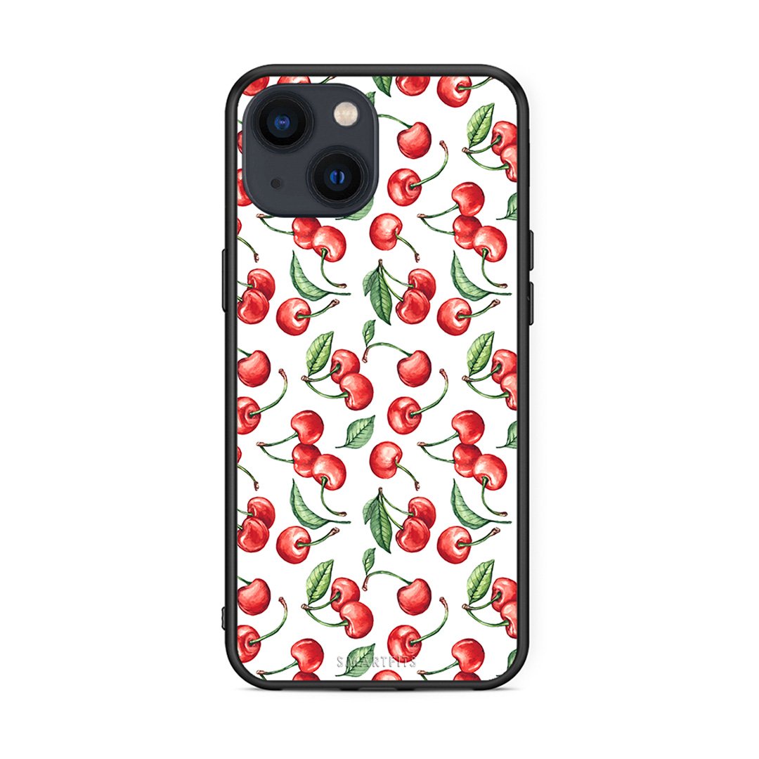 iPhone 13 Mini Cherry Summer θήκη από τη Smartfits με σχέδιο στο πίσω μέρος και μαύρο περίβλημα | Smartphone case with colorful back and black bezels by Smartfits