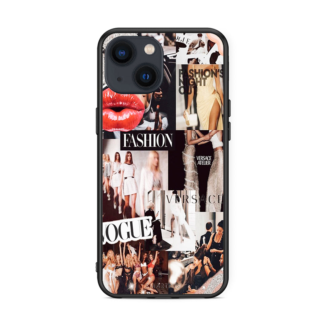 iPhone 13 Collage Fashion Θήκη Αγίου Βαλεντίνου από τη Smartfits με σχέδιο στο πίσω μέρος και μαύρο περίβλημα | Smartphone case with colorful back and black bezels by Smartfits