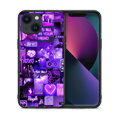 Θήκη Αγίου Βαλεντίνου iPhone 13 Collage Stay Wild από τη Smartfits με σχέδιο στο πίσω μέρος και μαύρο περίβλημα | iPhone 13 Collage Stay Wild case with colorful back and black bezels