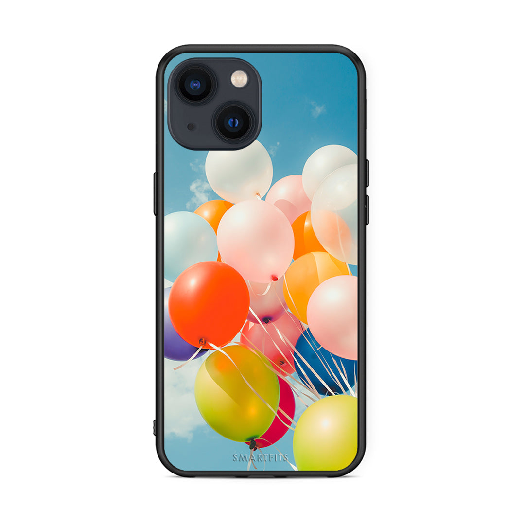 iPhone 13 Colorful Balloons θήκη από τη Smartfits με σχέδιο στο πίσω μέρος και μαύρο περίβλημα | Smartphone case with colorful back and black bezels by Smartfits