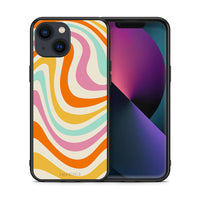 Thumbnail for Θήκη iPhone 13 Colourful Waves από τη Smartfits με σχέδιο στο πίσω μέρος και μαύρο περίβλημα | iPhone 13 Colourful Waves case with colorful back and black bezels