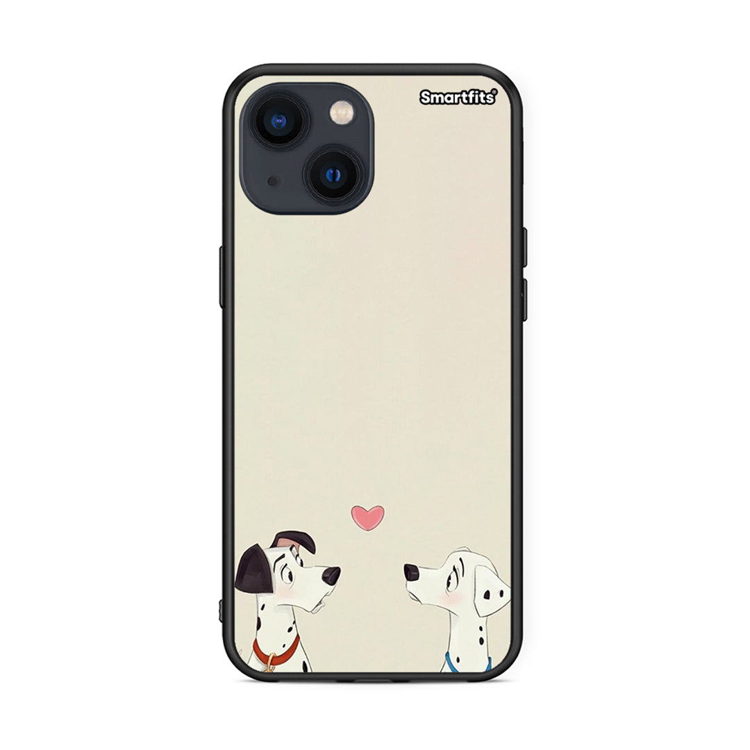 iPhone 13 Mini Dalmatians Love θήκη από τη Smartfits με σχέδιο στο πίσω μέρος και μαύρο περίβλημα | Smartphone case with colorful back and black bezels by Smartfits