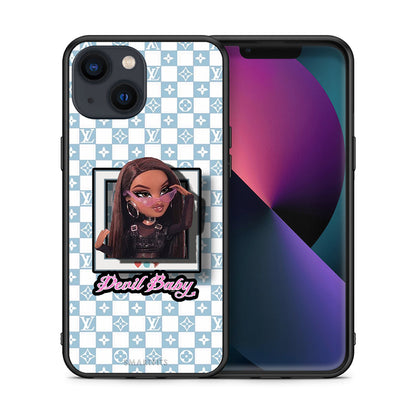 Θήκη Αγίου Βαλεντίνου iPhone 13 Devil Baby από τη Smartfits με σχέδιο στο πίσω μέρος και μαύρο περίβλημα | iPhone 13 Devil Baby case with colorful back and black bezels