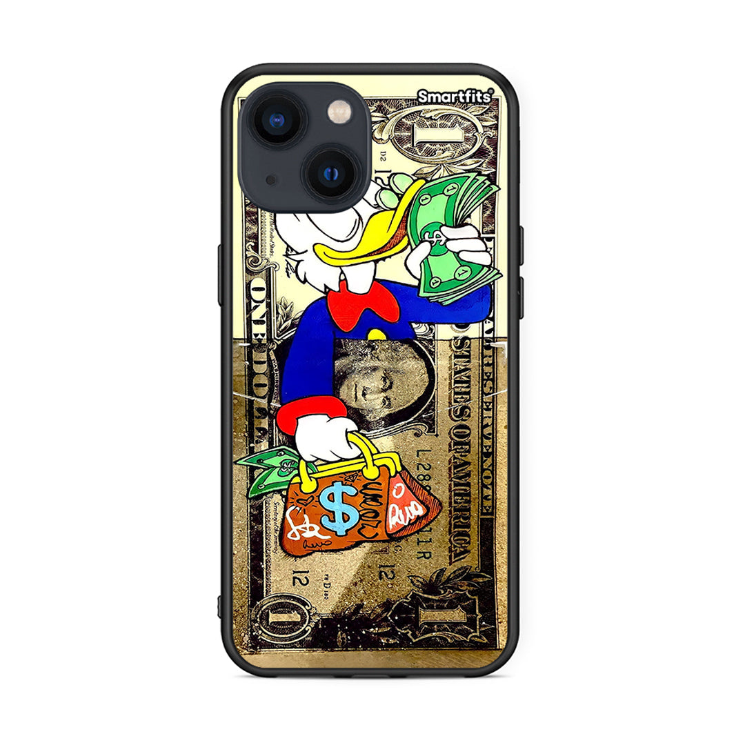 iPhone 13 Duck Money Θήκη από τη Smartfits με σχέδιο στο πίσω μέρος και μαύρο περίβλημα | Smartphone case with colorful back and black bezels by Smartfits