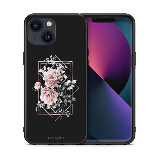 Θήκη iPhone 13 Frame Flower από τη Smartfits με σχέδιο στο πίσω μέρος και μαύρο περίβλημα | iPhone 13 Frame Flower case with colorful back and black bezels