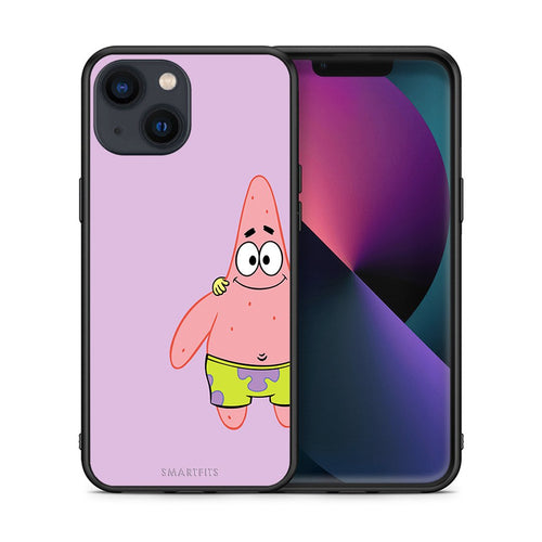 Θήκη iPhone 13 Mini Friends Patrick από τη Smartfits με σχέδιο στο πίσω μέρος και μαύρο περίβλημα | iPhone 13 Mini Friends Patrick case with colorful back and black bezels