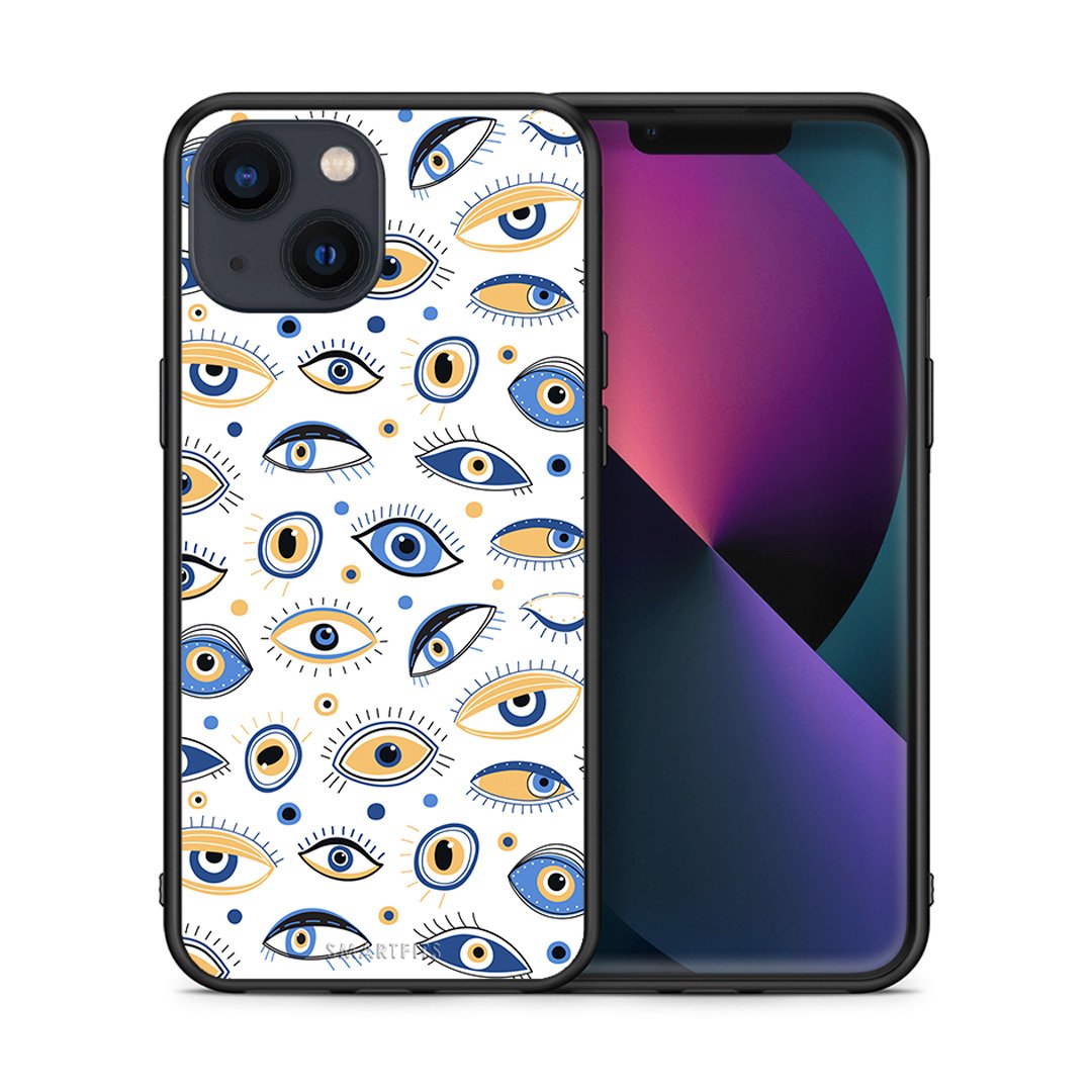 Θήκη iPhone 13 Ftou Ftou από τη Smartfits με σχέδιο στο πίσω μέρος και μαύρο περίβλημα | iPhone 13 Ftou Ftou case with colorful back and black bezels