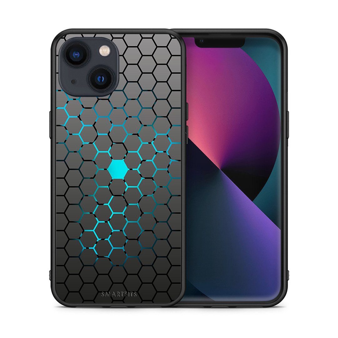 Θήκη iPhone 13 Hexagonal Geometric από τη Smartfits με σχέδιο στο πίσω μέρος και μαύρο περίβλημα | iPhone 13 Hexagonal Geometric case with colorful back and black bezels