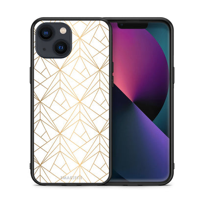 Θήκη iPhone 13 Luxury White Geometric από τη Smartfits με σχέδιο στο πίσω μέρος και μαύρο περίβλημα | iPhone 13 Luxury White Geometric case with colorful back and black bezels