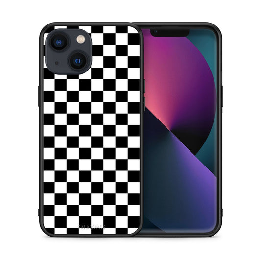 Θήκη iPhone 13 Squares Geometric από τη Smartfits με σχέδιο στο πίσω μέρος και μαύρο περίβλημα | iPhone 13 Squares Geometric case with colorful back and black bezels
