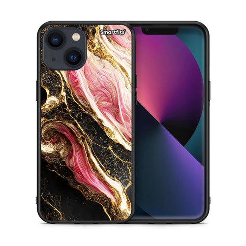 Θήκη iPhone 13 Glamorous Pink Marble από τη Smartfits με σχέδιο στο πίσω μέρος και μαύρο περίβλημα | iPhone 13 Glamorous Pink Marble case with colorful back and black bezels