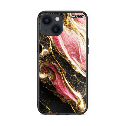 iPhone 13 Mini Glamorous Pink Marble θήκη από τη Smartfits με σχέδιο στο πίσω μέρος και μαύρο περίβλημα | Smartphone case with colorful back and black bezels by Smartfits