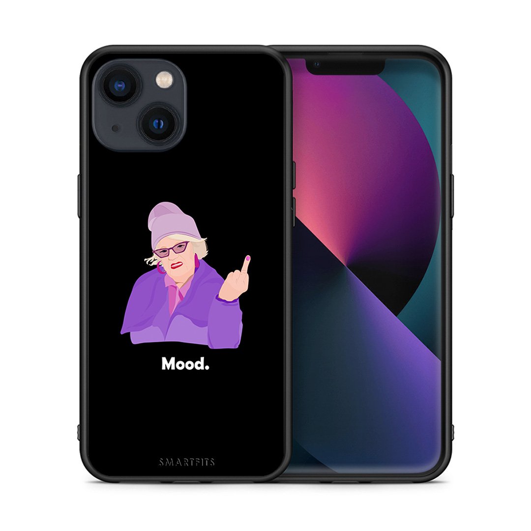Θήκη iPhone 13 Grandma Mood Black από τη Smartfits με σχέδιο στο πίσω μέρος και μαύρο περίβλημα | iPhone 13 Grandma Mood Black case with colorful back and black bezels