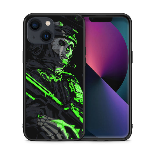 Θήκη Αγίου Βαλεντίνου iPhone 13 Green Soldier από τη Smartfits με σχέδιο στο πίσω μέρος και μαύρο περίβλημα | iPhone 13 Green Soldier case with colorful back and black bezels