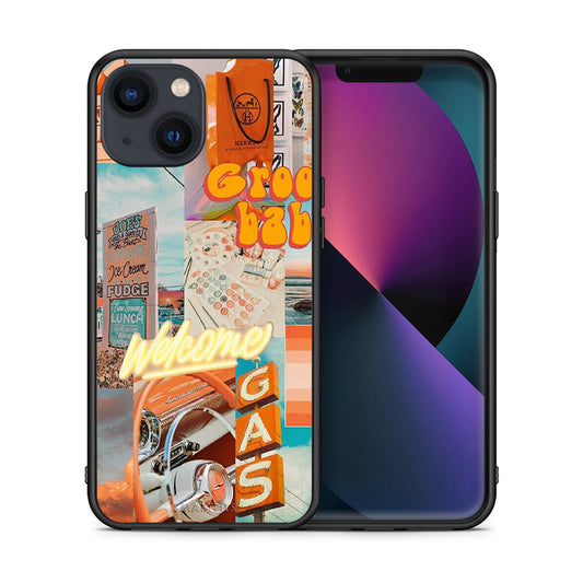 Θήκη Αγίου Βαλεντίνου iPhone 13 Groovy Babe από τη Smartfits με σχέδιο στο πίσω μέρος και μαύρο περίβλημα | iPhone 13 Groovy Babe case with colorful back and black bezels