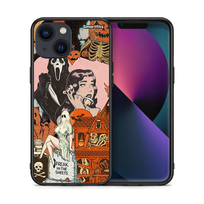 Θήκη iPhone 13 Mini Halloween Collage από τη Smartfits με σχέδιο στο πίσω μέρος και μαύρο περίβλημα | iPhone 13 Mini Halloween Collage case with colorful back and black bezels