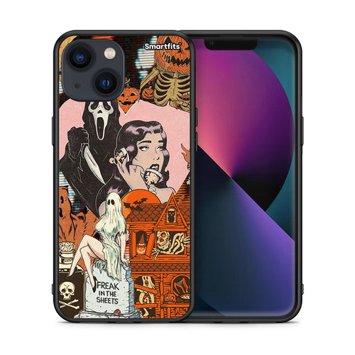 Θήκη iPhone 13 Mini Halloween Collage από τη Smartfits με σχέδιο στο πίσω μέρος και μαύρο περίβλημα | iPhone 13 Mini Halloween Collage case with colorful back and black bezels