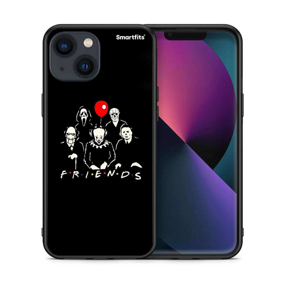 Θήκη iPhone 13 Mini Halloween Friends από τη Smartfits με σχέδιο στο πίσω μέρος και μαύρο περίβλημα | iPhone 13 Mini Halloween Friends case with colorful back and black bezels