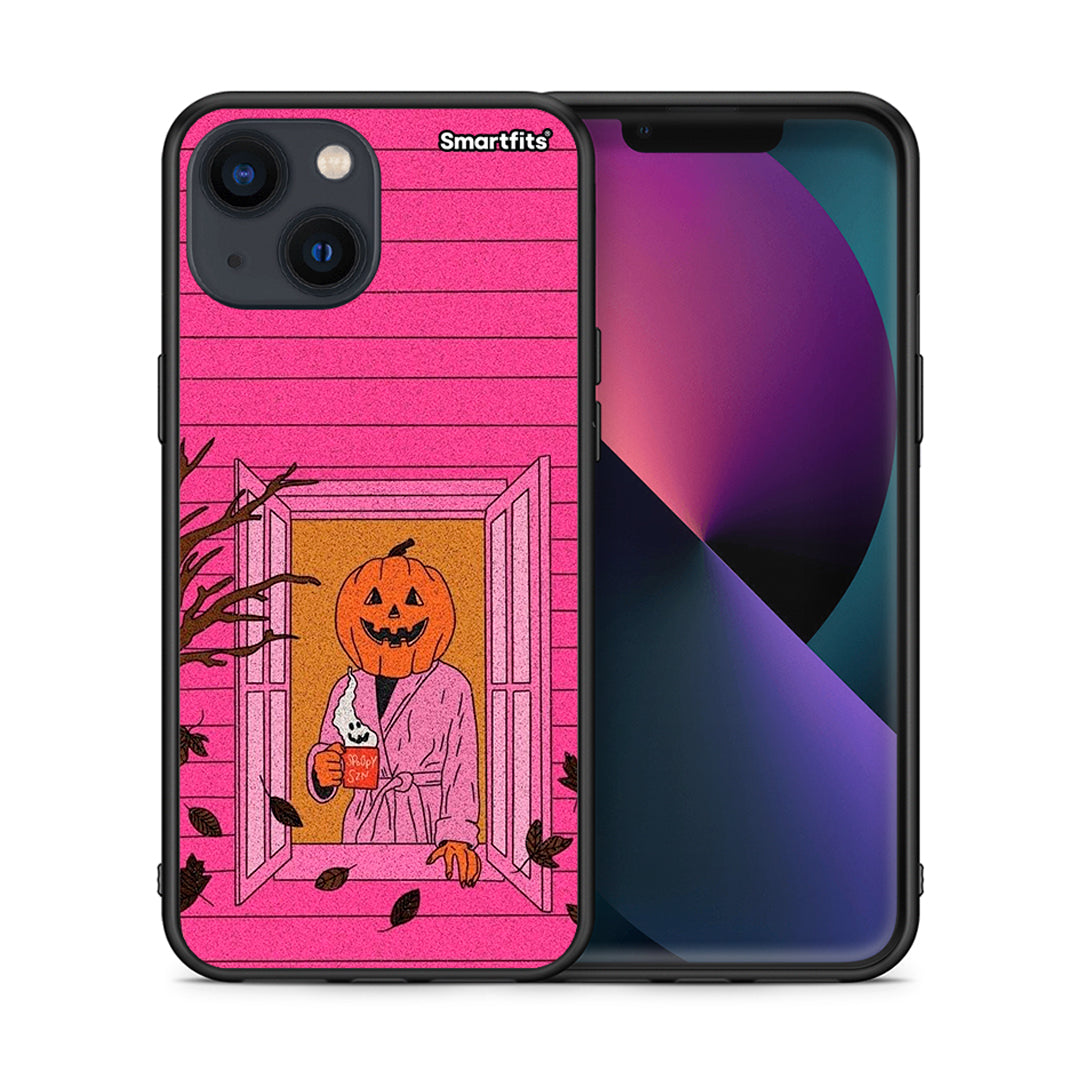 Θήκη iPhone 13 Halloween Pumpkin Lady από τη Smartfits με σχέδιο στο πίσω μέρος και μαύρο περίβλημα | iPhone 13 Halloween Pumpkin Lady case with colorful back and black bezels