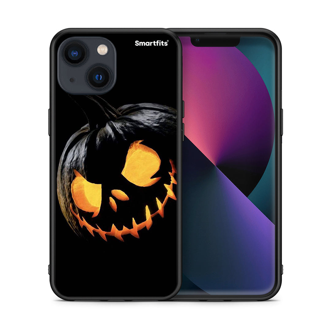 Θήκη iPhone 13 Halloween Scary Pumpkin από τη Smartfits με σχέδιο στο πίσω μέρος και μαύρο περίβλημα | iPhone 13 Halloween Scary Pumpkin case with colorful back and black bezels